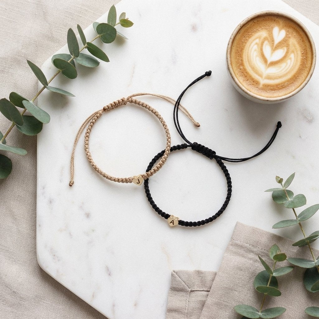 Personalized Initial Heart Matching Bracelets for Couples