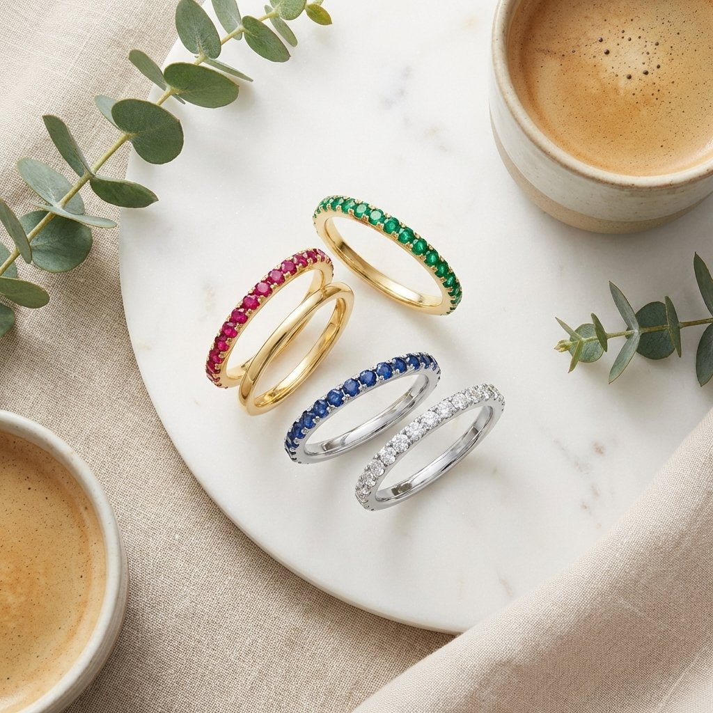 Personalized Birthstone Eternity Ring - Custom Family Band