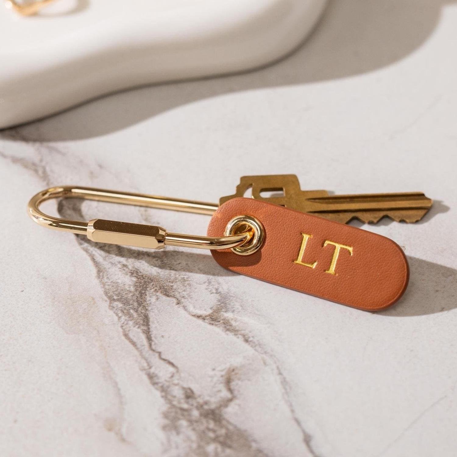Bespoke Monogram Personalized Leather Keychain