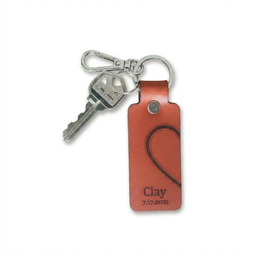 Personalized Leather Couples Keychain Set - 3rd Anniversary