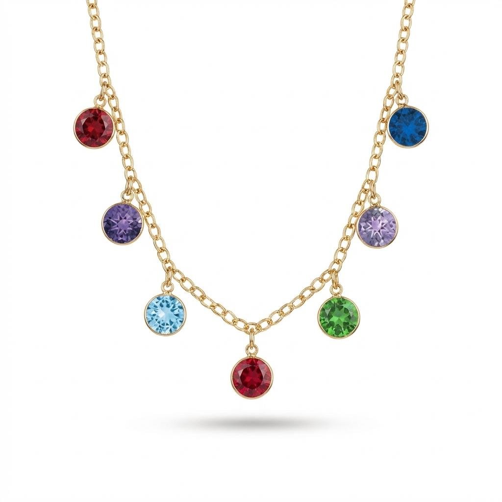Personalized Birthstone & Birth Flower Name Necklace