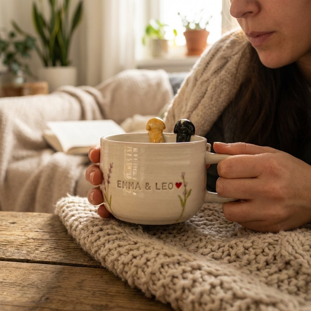 Artisan Custom Pet Peekaboo Mug - Hand-Sculpted Ceramic