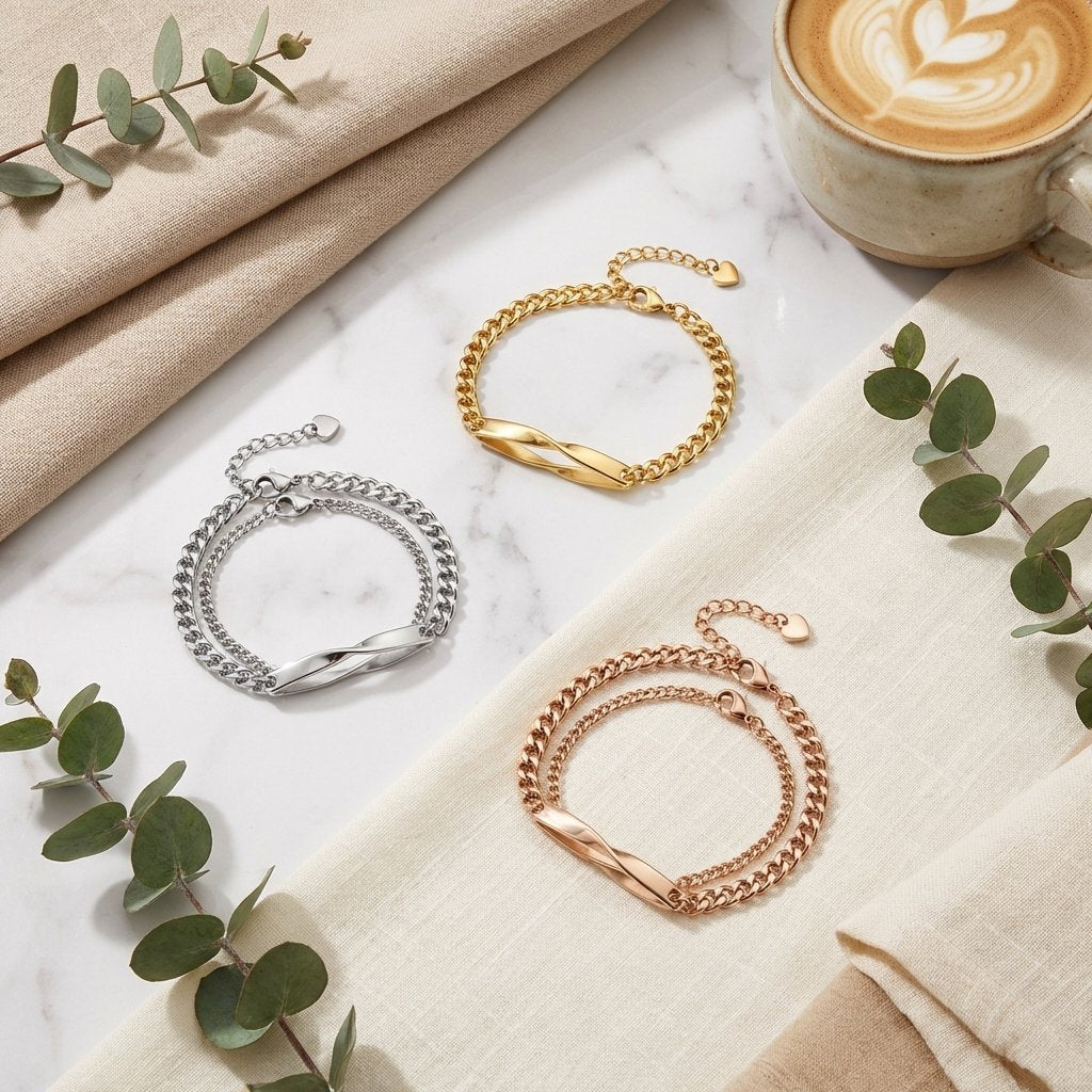 Personalized Couple Date Bracelet - Matching Set for Anniversary