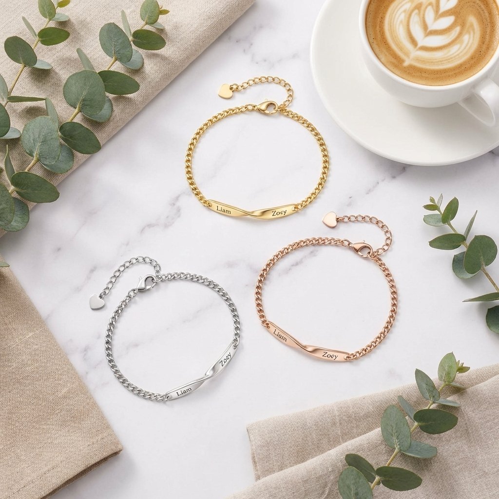 Personalized Infinity Name Bracelet Set for Couples