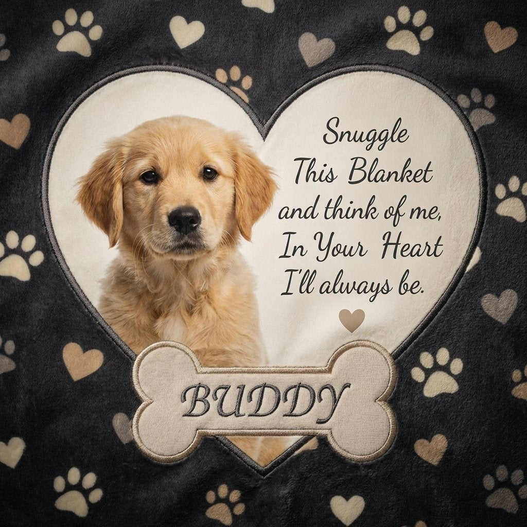Personalized Dog Memorial Photo Blanket | Pet Loss Gift