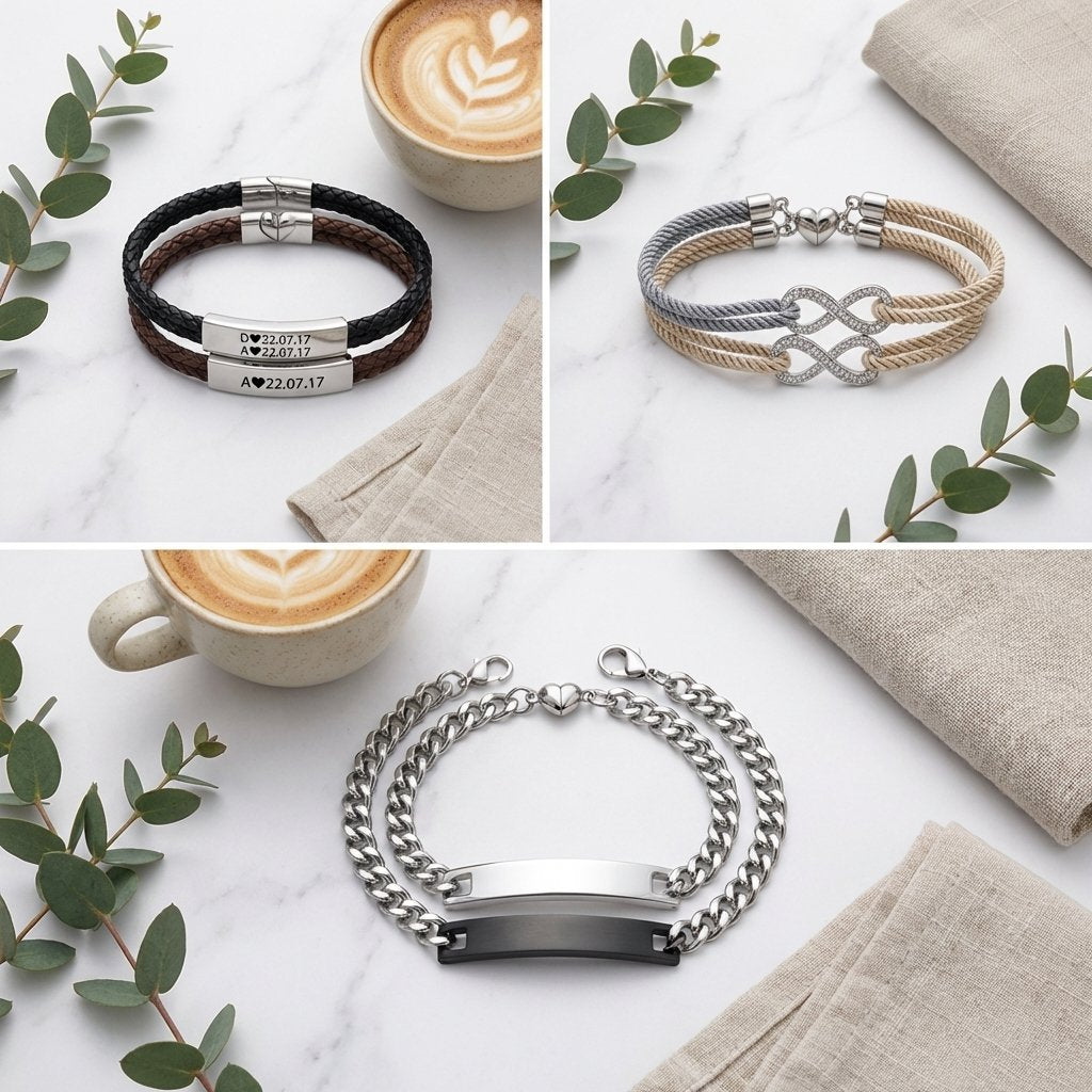Personalized Magnetic Infinity Couple Bracelets Set