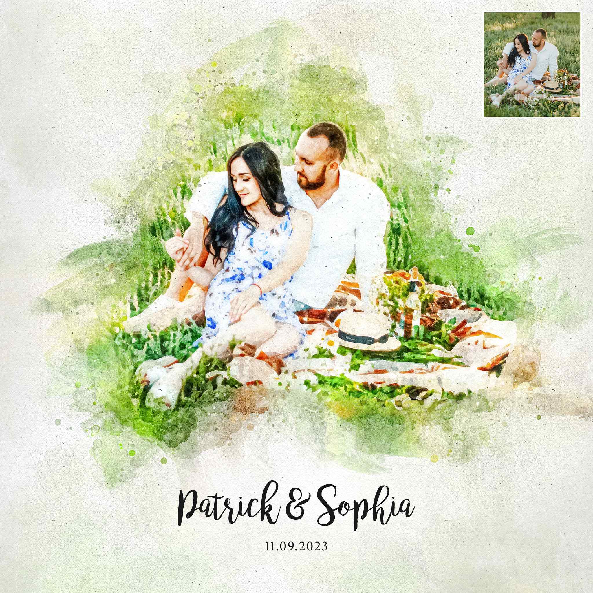 Bespoke Watercolor Love Portrait