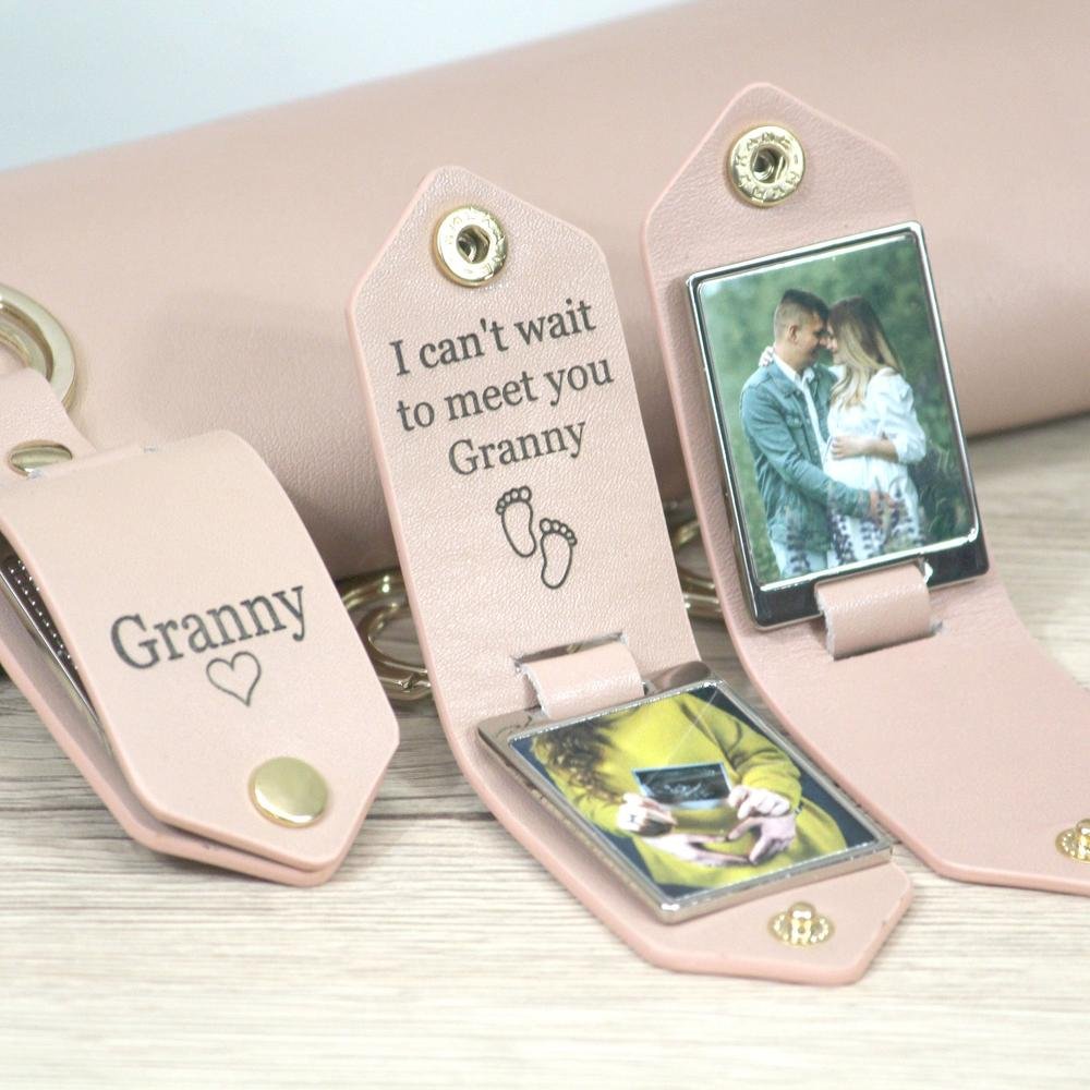 Heritage Personalized Leather Photo Keychain