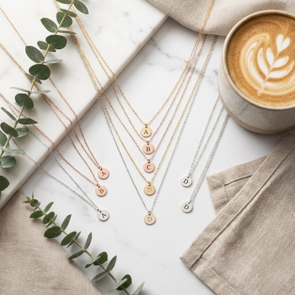 Personalized Initial Disc Necklace | 14K Gold Filled