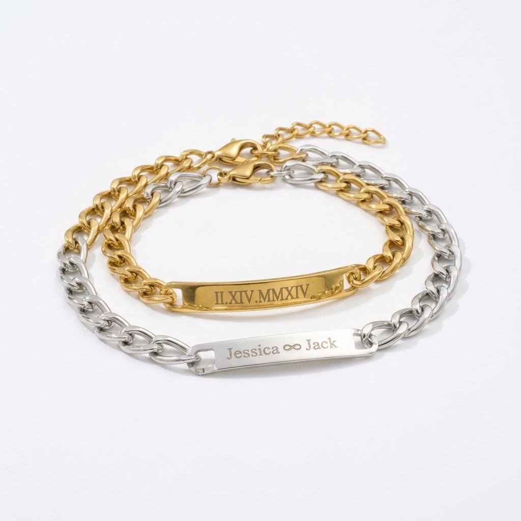 Personalized Couple Bracelets with Name & Date