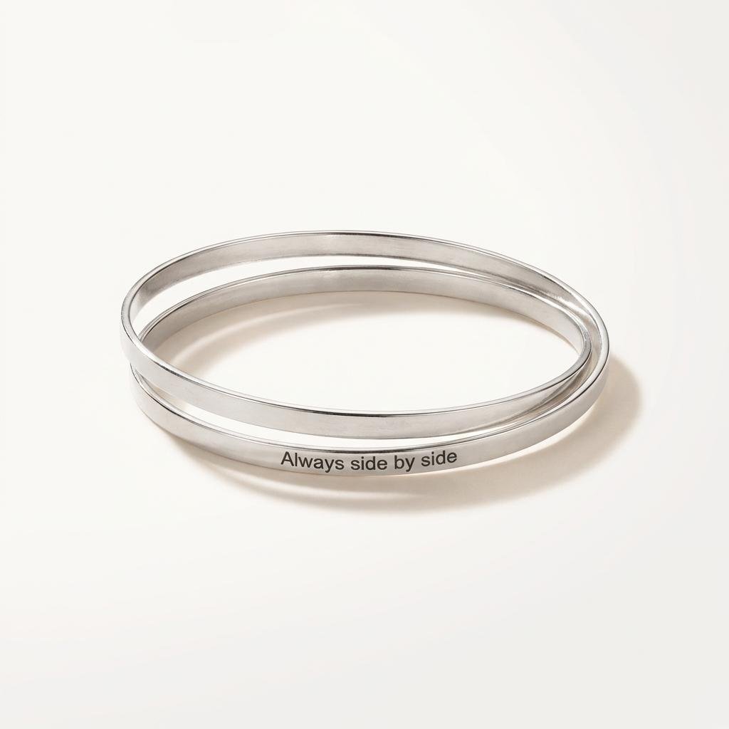 Custom 925 Sterling Silver Couple Bracelet Set - Engraved