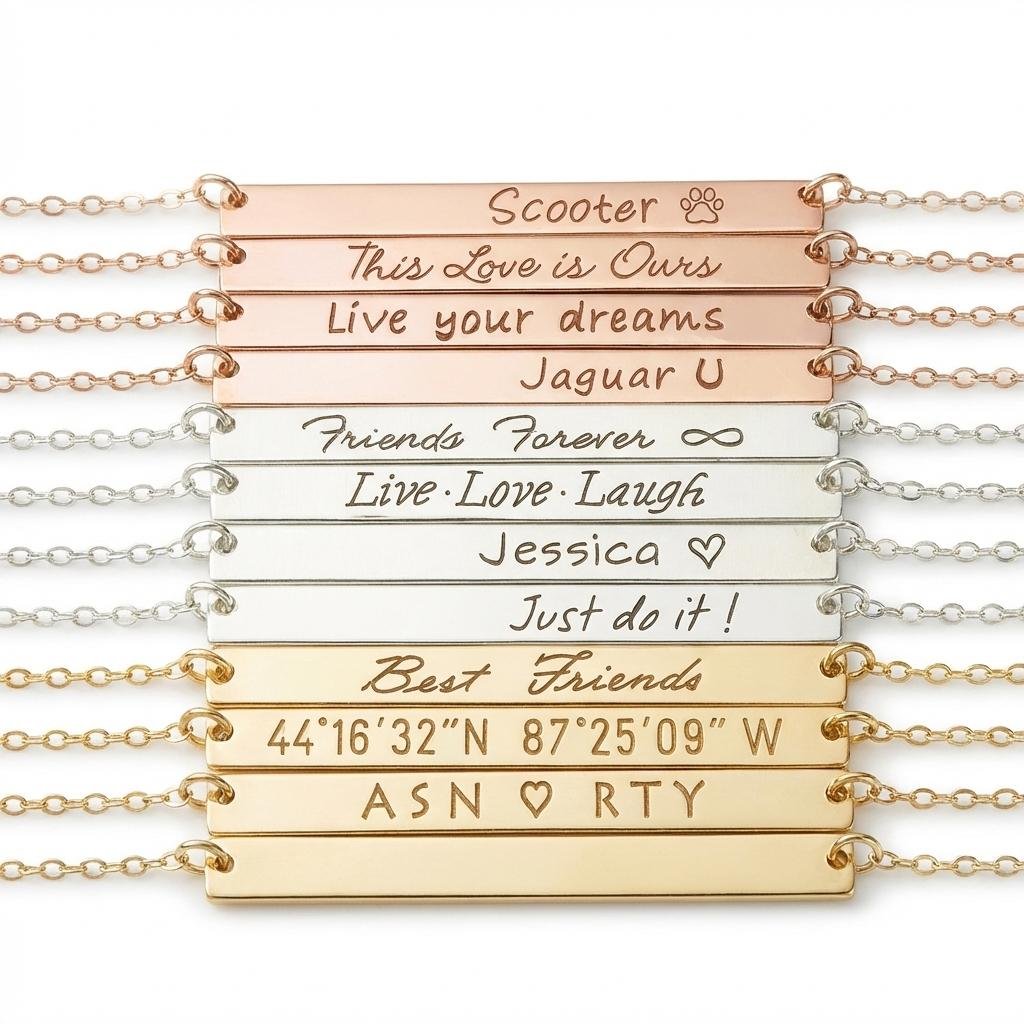 Personalized Coordinate Bracelet | Engraved Silver Bar