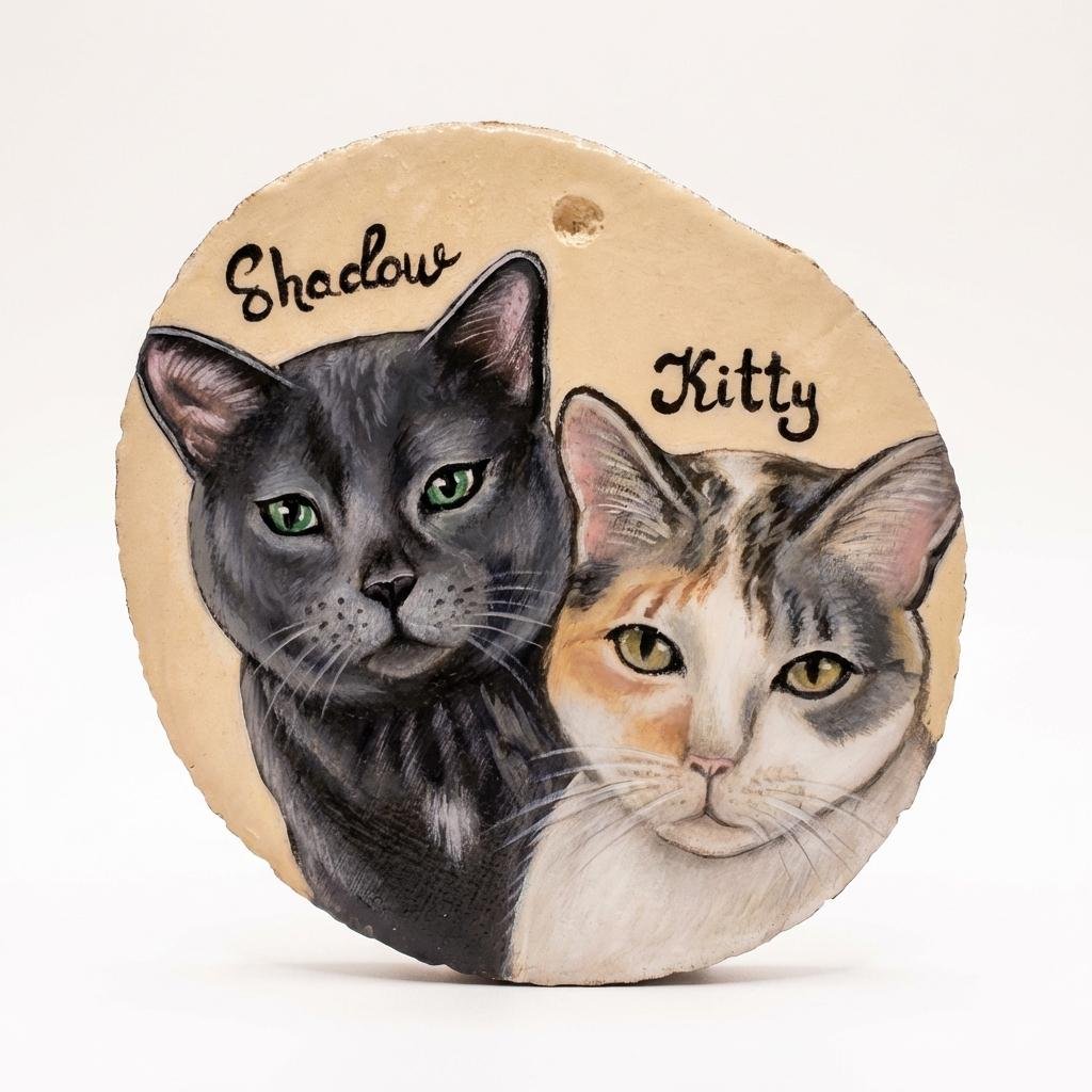 Hand-Painted Custom Pet Portrait Wood Slice Ornament