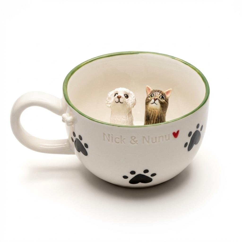 Custom 3D Pet Mug | Personalized Hand-Sculpted Ceramic Cup