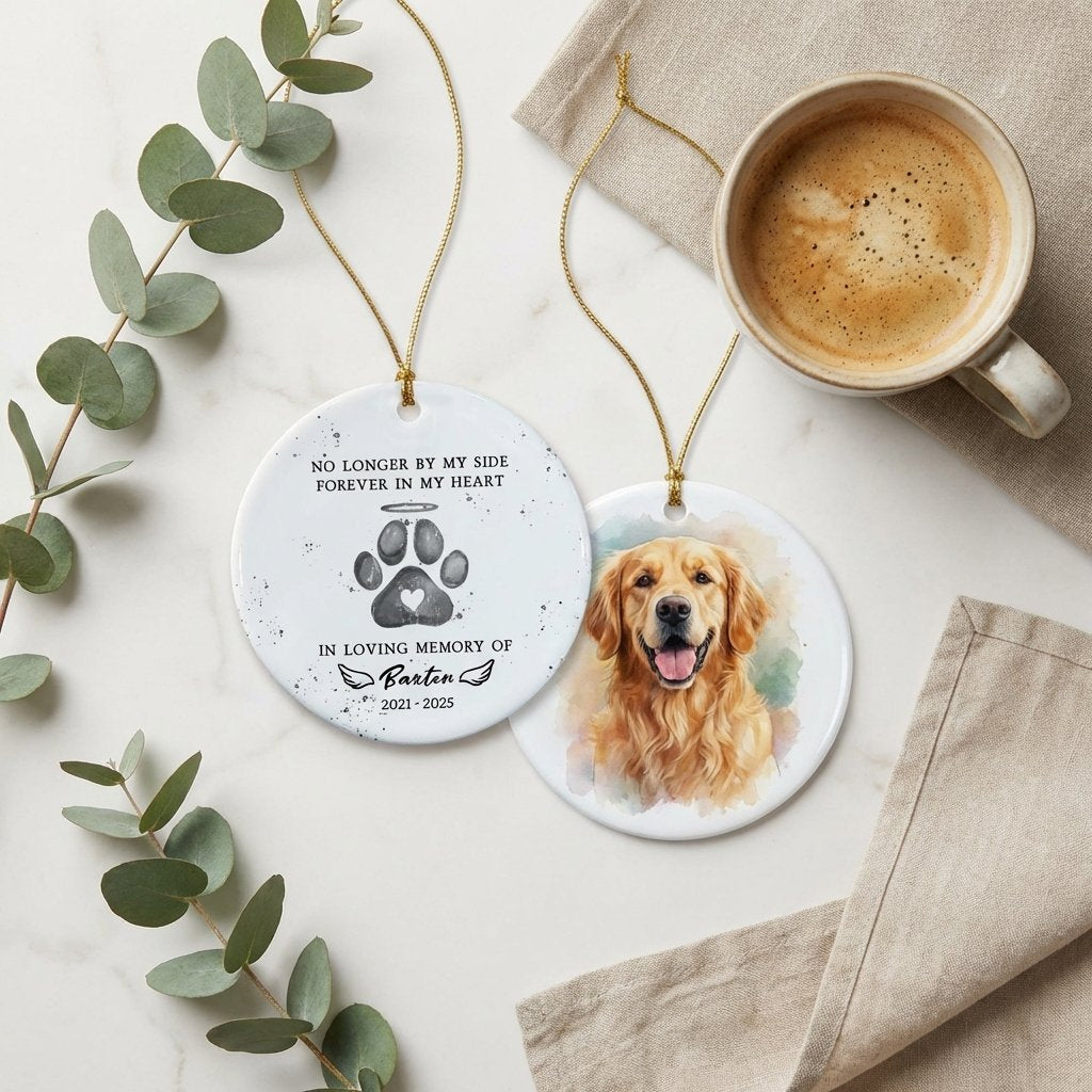 Custom Watercolor Pet Memorial Photo Ornament
