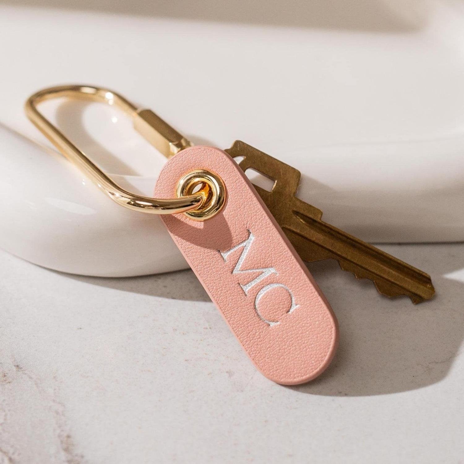 Bespoke Monogram Personalized Leather Keychain