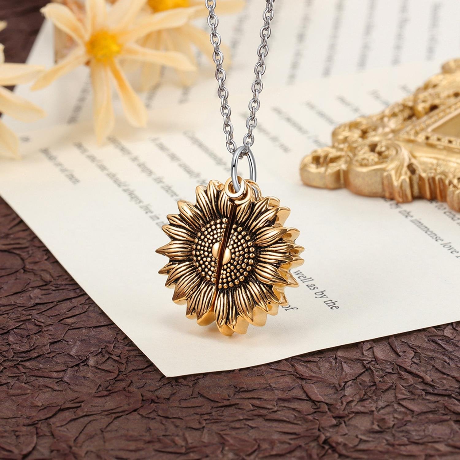 Eternal Bloom Personalized Sunflower Locket