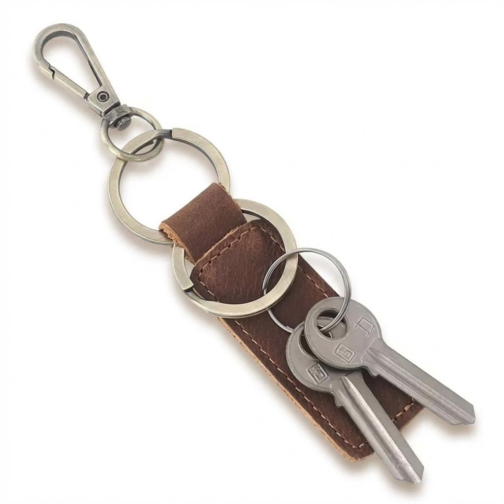 Personalized Leather Anniversary Keychain for Him & Her