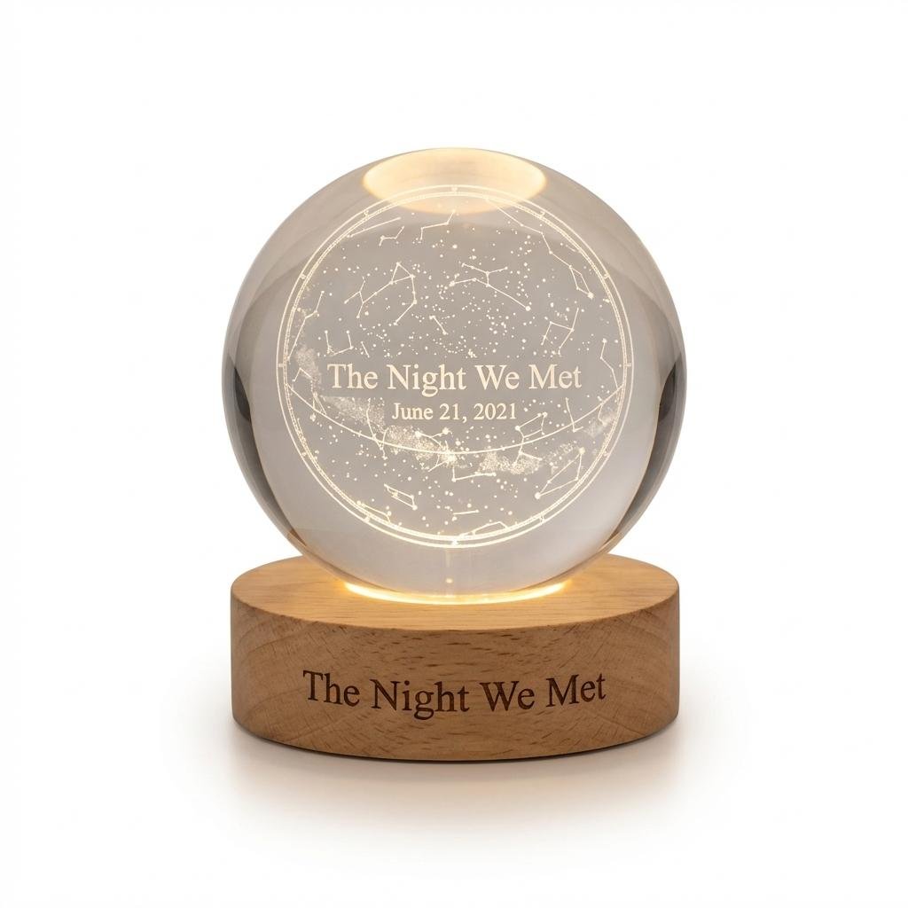 Personalized Star Map Crystal Ball LED Night Light
