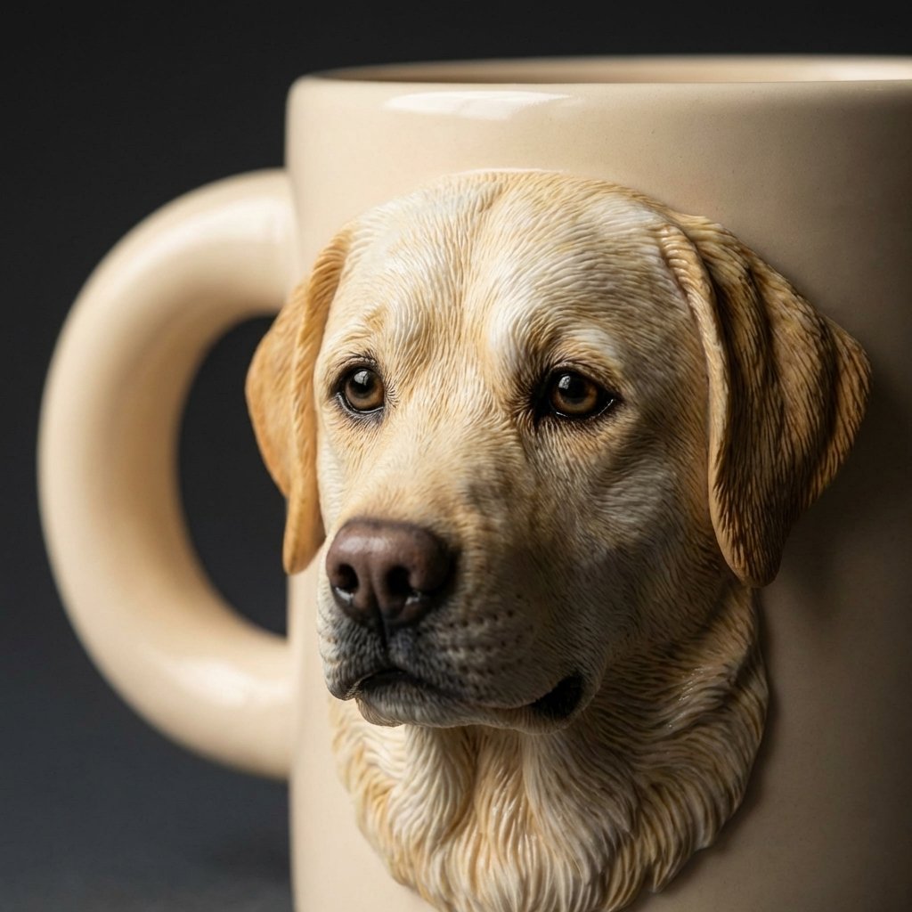 Custom 3D Hand-Sculpted Pet Portrait Ceramic Mug