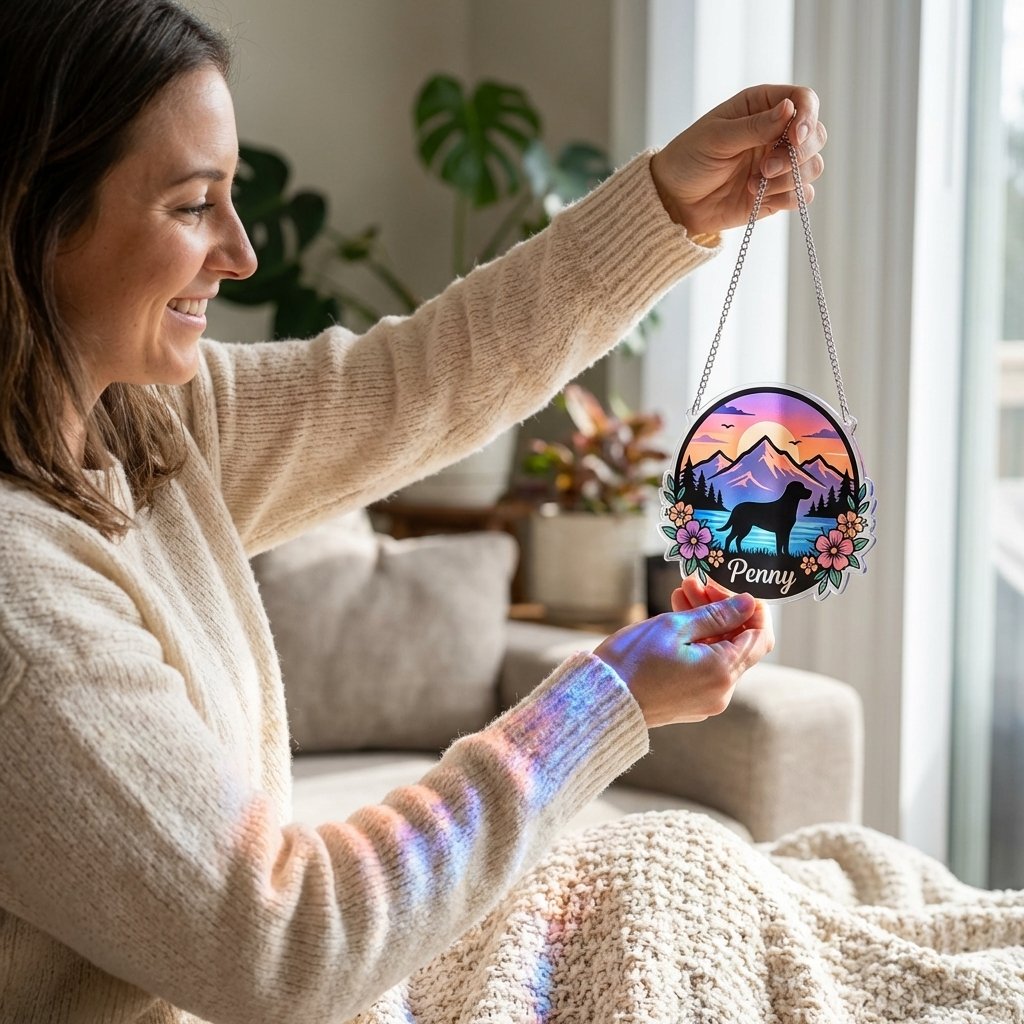 Personalized Pet Memorial Suncatcher Moon Ornament