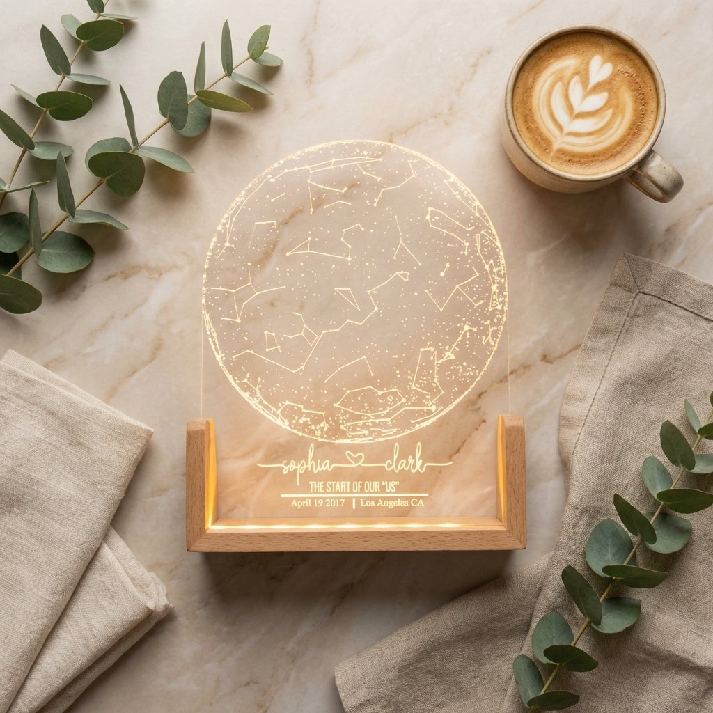 Personalized Star Map Night Light - Custom Anniversary Gift