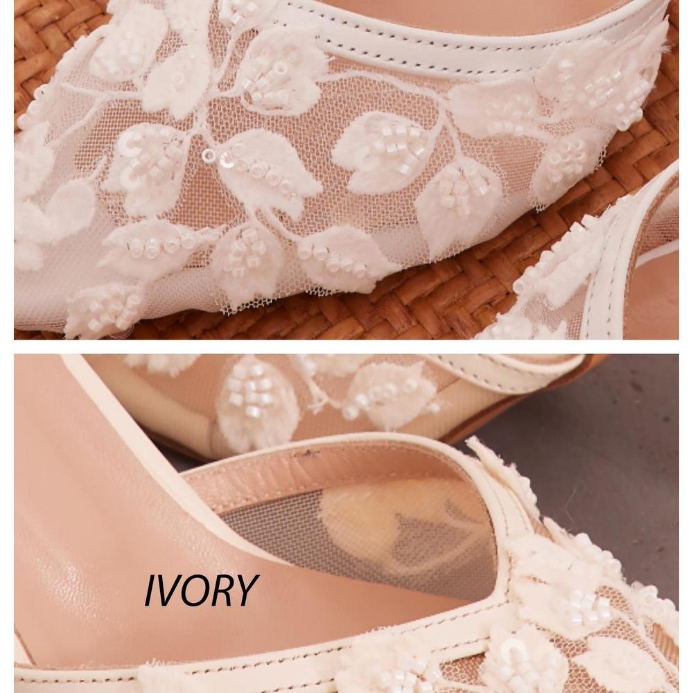 Handcrafted Erietta Lace Bridal Block Heels