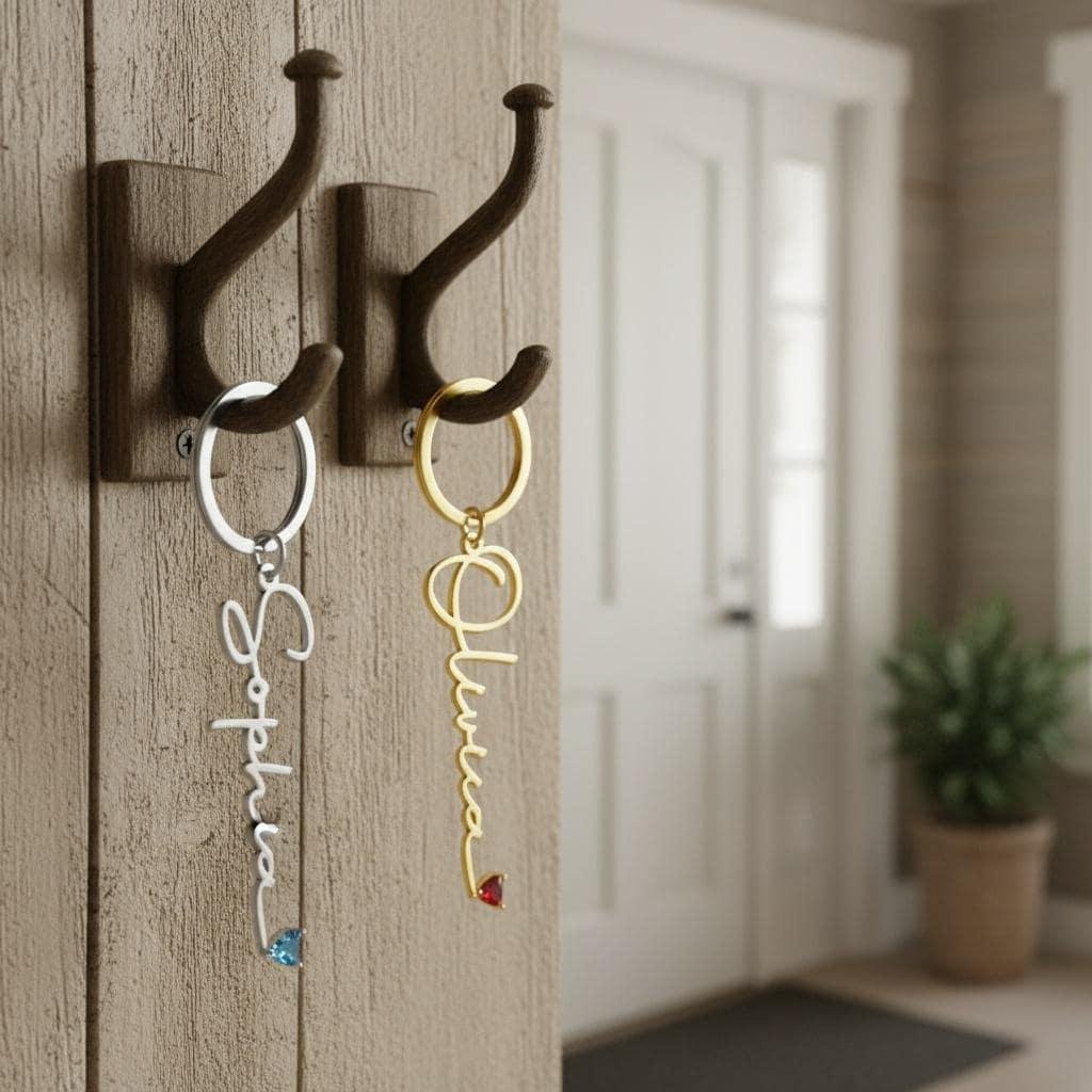 Signature Script Artisan Personalized Name Keychain