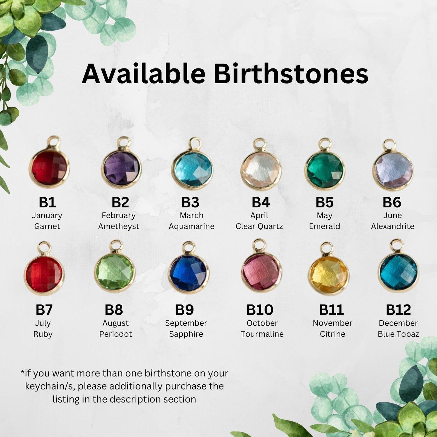 Bespoke Birthstone Bar Custom Engraved Keychain