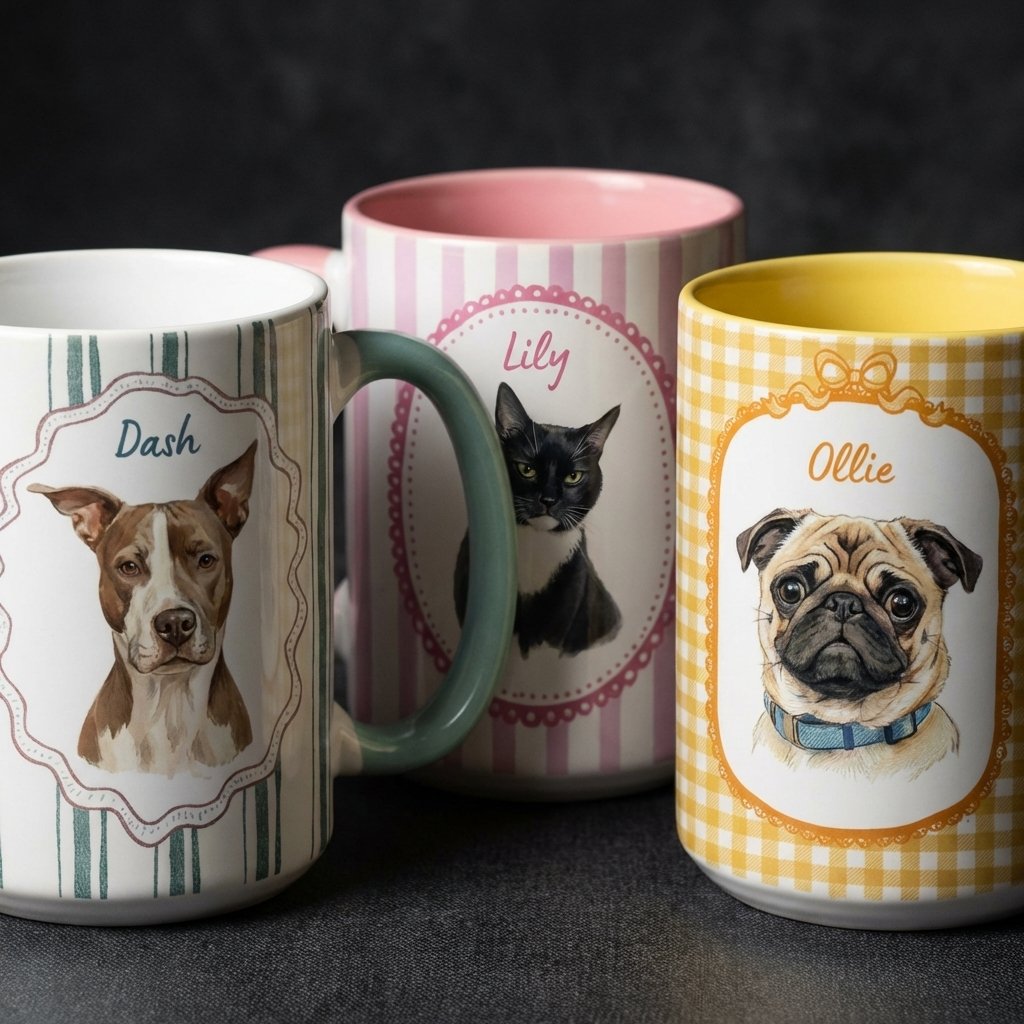 Bespoke Illustrated Pet Portrait Mug | Custom Dog & Cat Gift