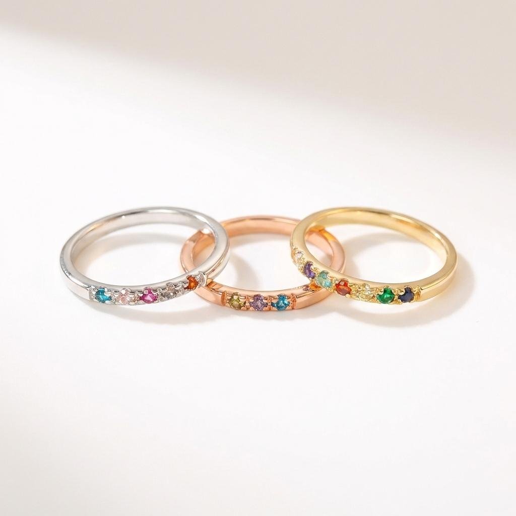 Custom Family Birthstone Ring - Personalized Mother's Gift