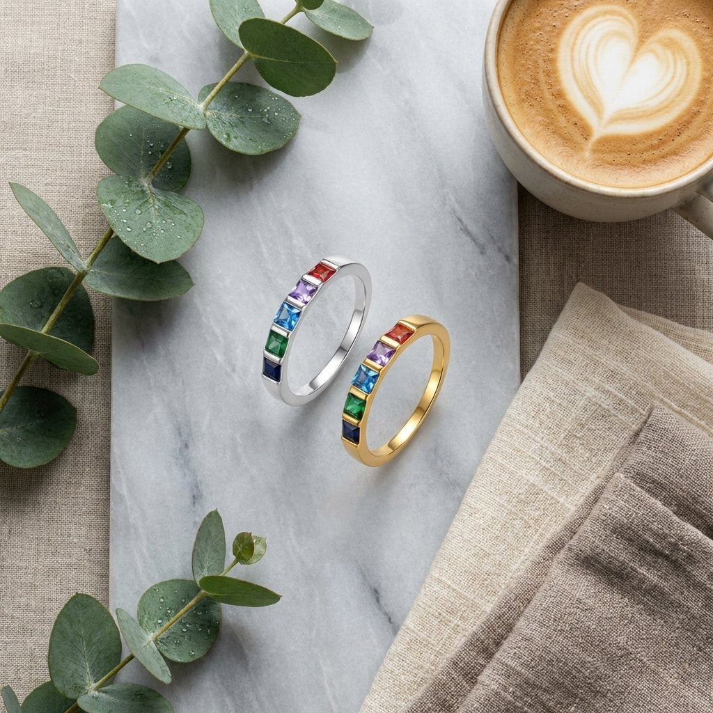 Personalized Birthstone Ring - Custom Mother's Family Jewelry