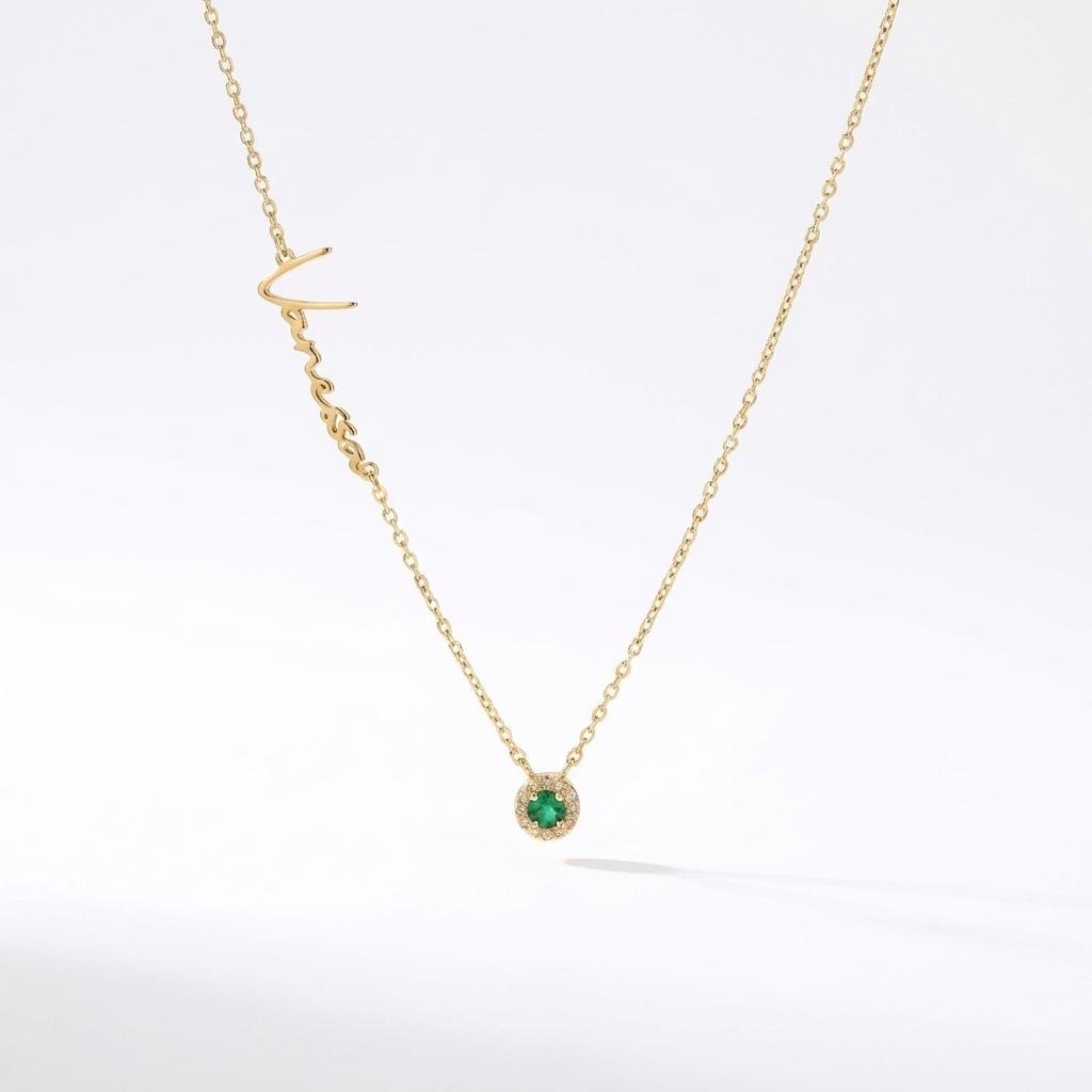 Personalized Birthstone Name Necklace - 14K Gold Jewelry