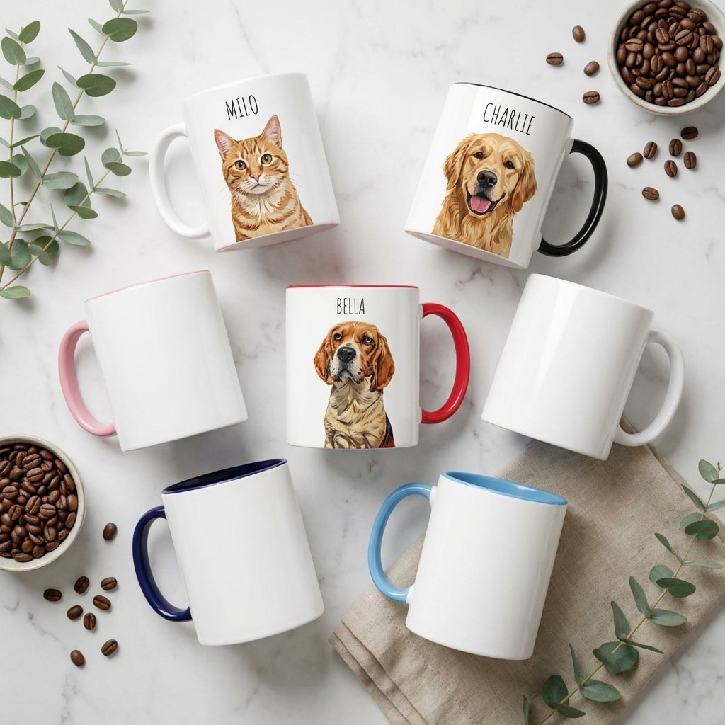 Custom Pet Portrait Mug | Personalized Dog & Cat Photo Cup