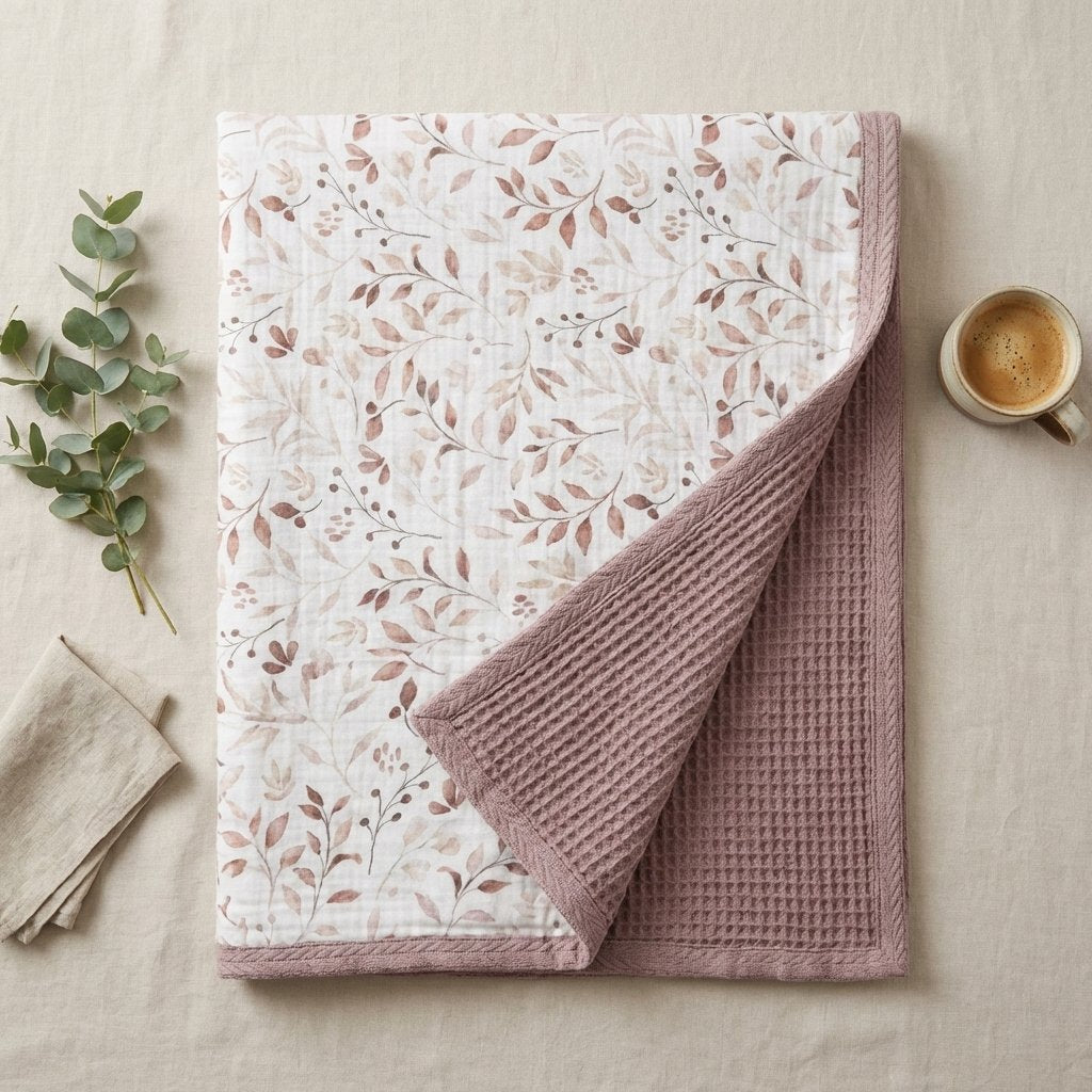 Personalized Organic Muslin & Waffle Baby Blanket