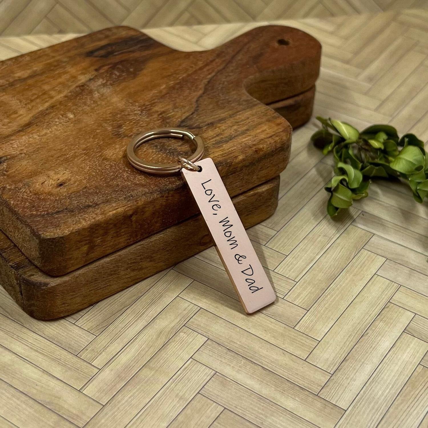 Bespoke Birthstone Bar Custom Engraved Keychain