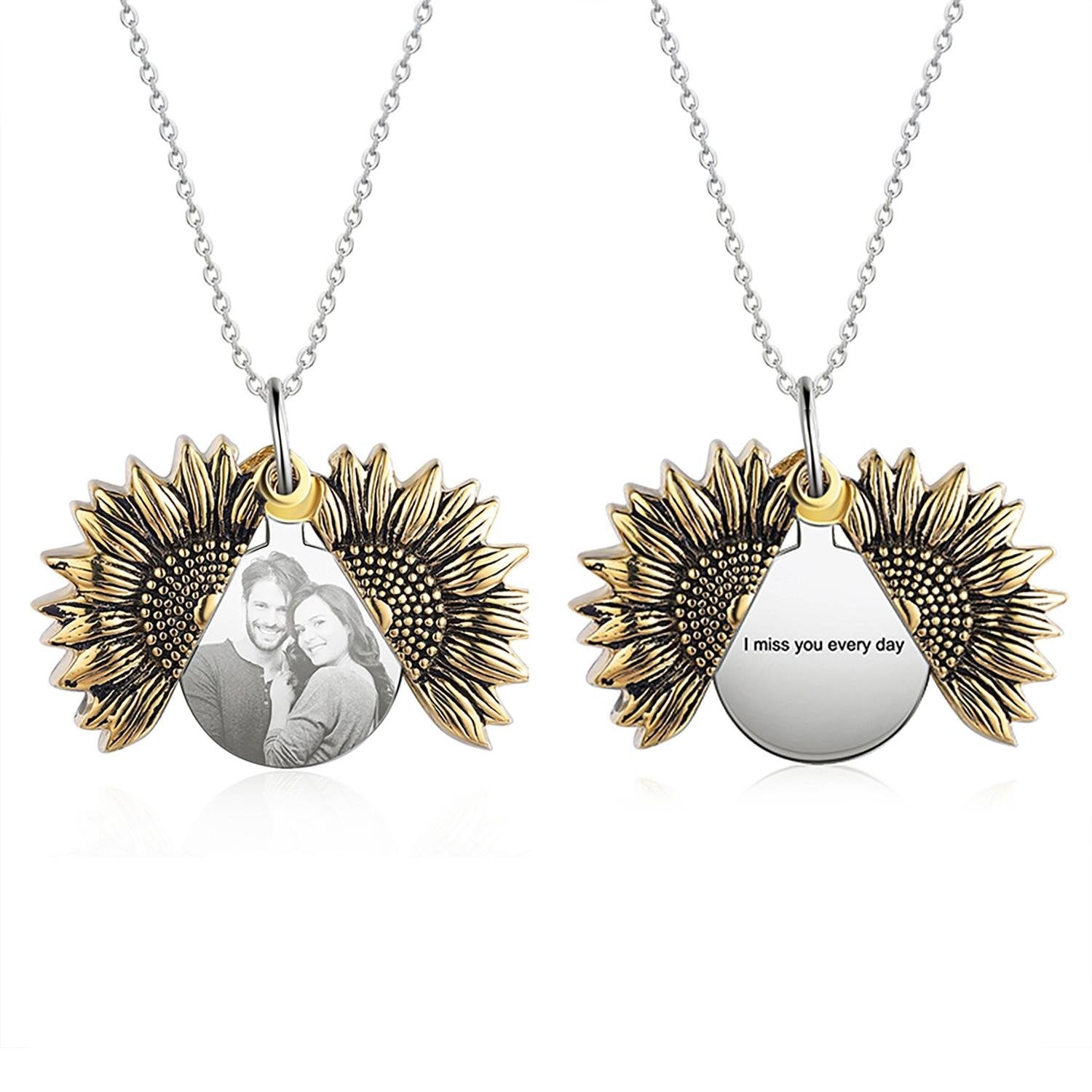 Eternal Bloom Personalized Sunflower Locket