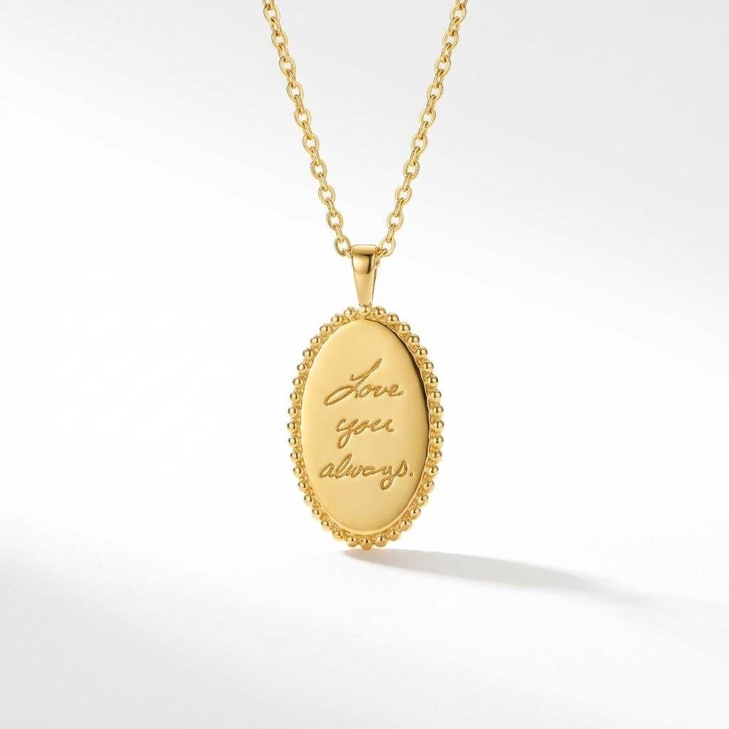 Handwriting Memorial Necklace - Custom Signature Oval Pendant