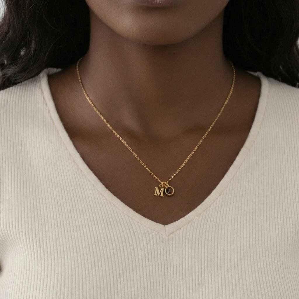 Personalized Photo Projection Necklace with Initial Charm