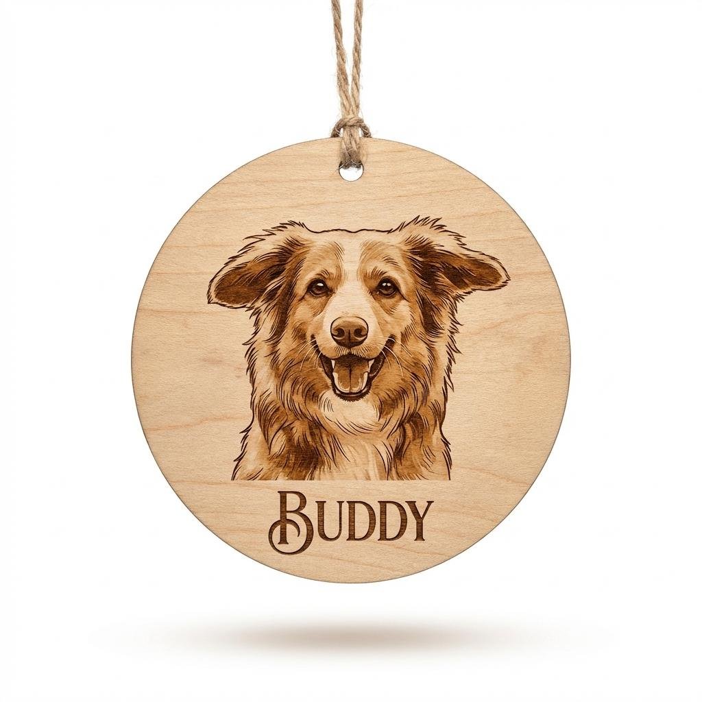 Custom Pet Portrait Memorial Ornament | Dog & Cat Remembrance