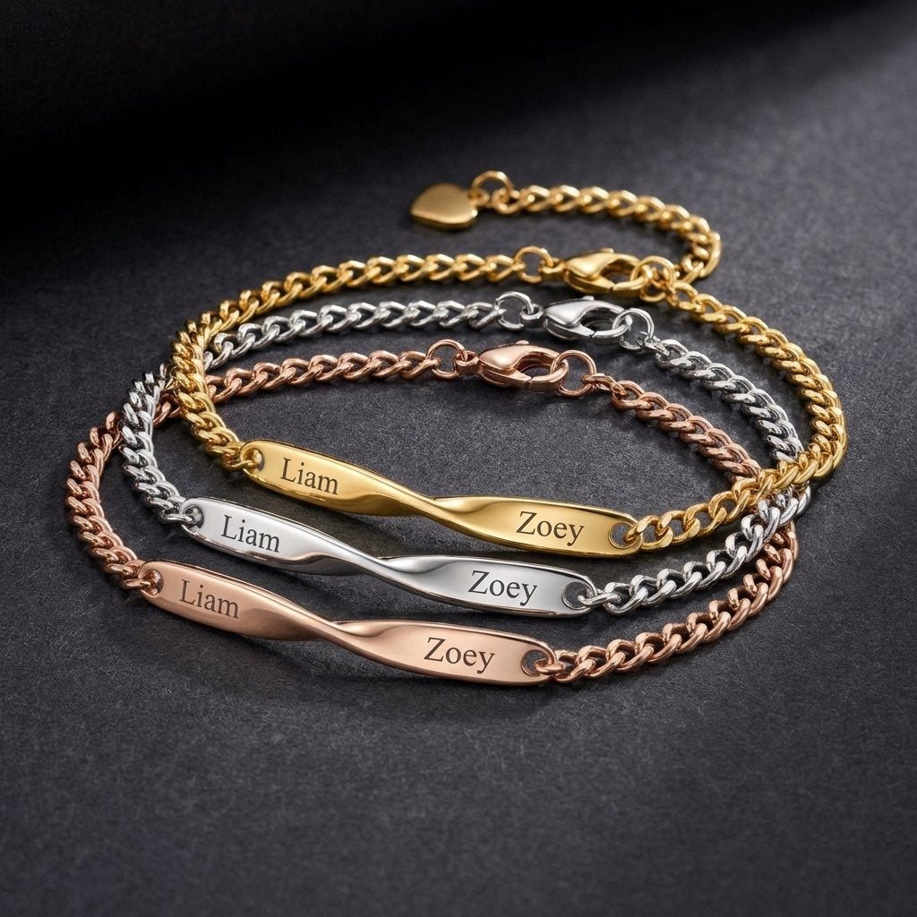 Personalized Infinity Name Bracelet Set for Couples
