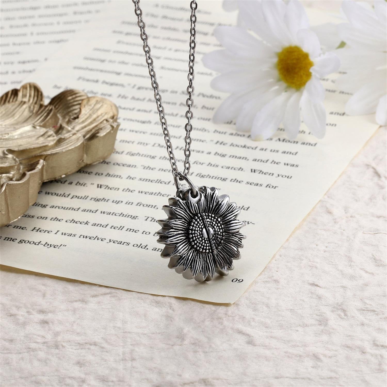 Eternal Bloom Personalized Sunflower Locket