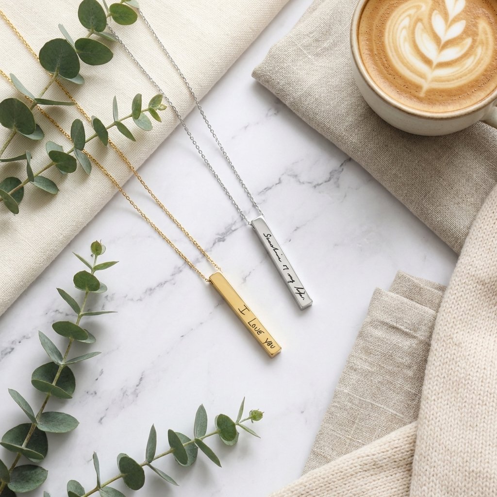 Gold Vermeil Handwriting Necklace - Custom Signature Bar