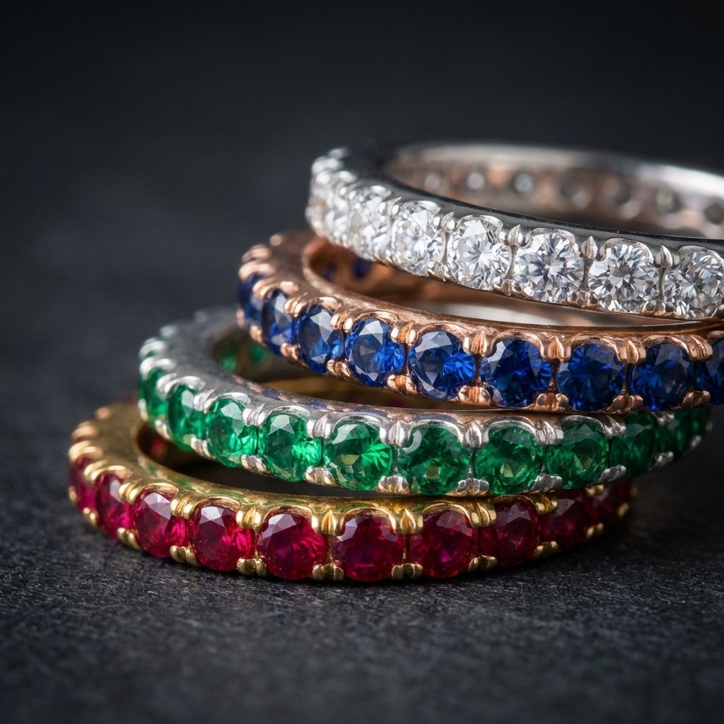 Personalized Birthstone Eternity Ring - Custom Family Band