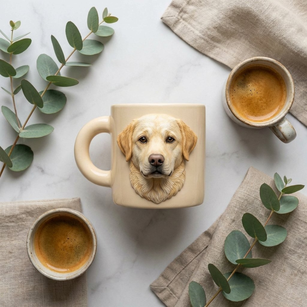 Custom 3D Hand-Sculpted Pet Portrait Ceramic Mug