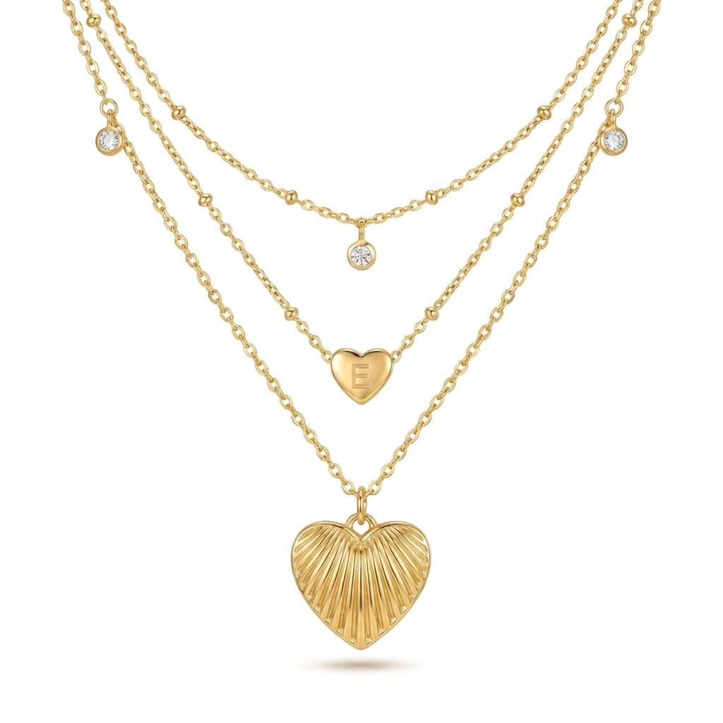 Personalized Gold Heart Initial Necklace