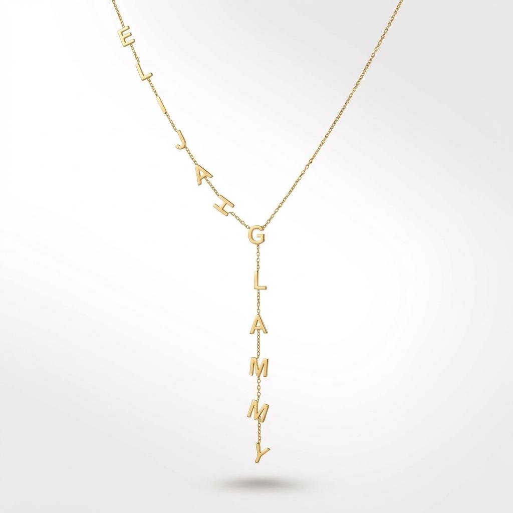Custom Lariat Initial Necklace - Personalized Y Drop Name