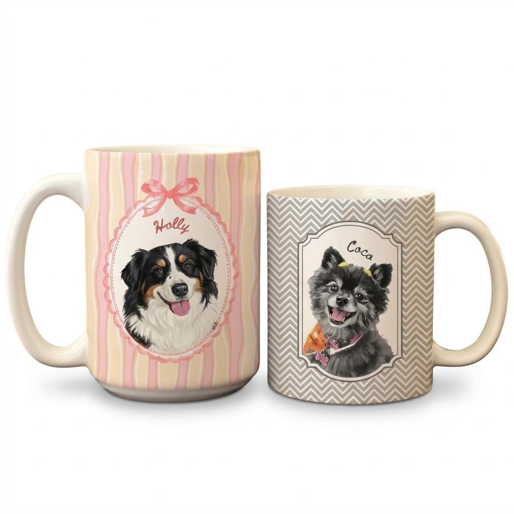 Custom Watercolor Pet Portrait Mug | Personalized Pet Gift