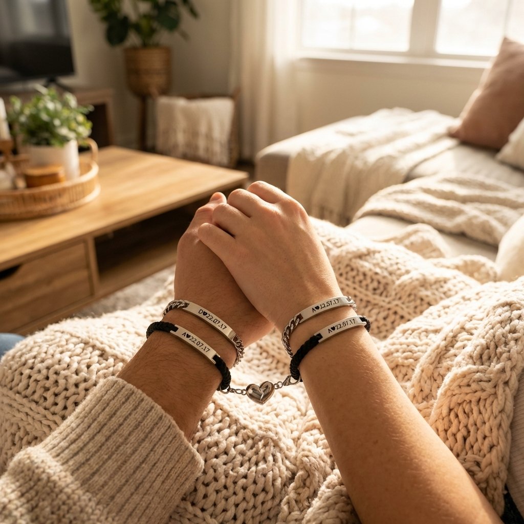 Personalized Magnetic Infinity Couple Bracelets Set