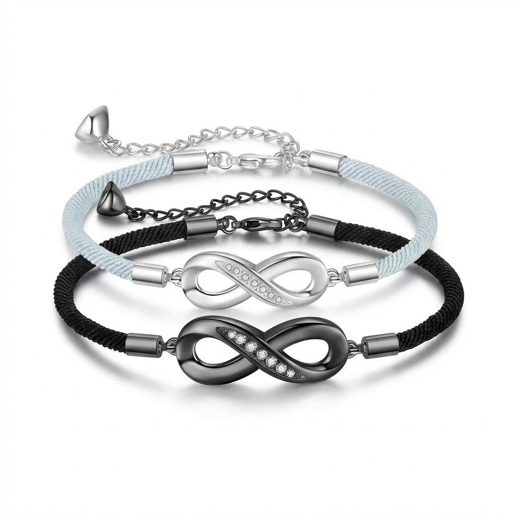 Personalized Magnetic Infinity Couple Bracelets Set